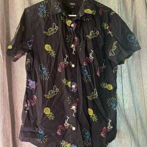 Gently Used Urban Outfitters Black Shirt with Colorful Graphics